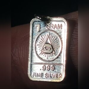 .999 Fine Silver All Seeing Eye - 1g - Handmade - 19mm - Illuminati Pendant